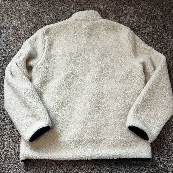 Topo Designs Reversible Sherpa Jacket Mens Small Cream Navy Blue Full Zip - Picture 5 of 7